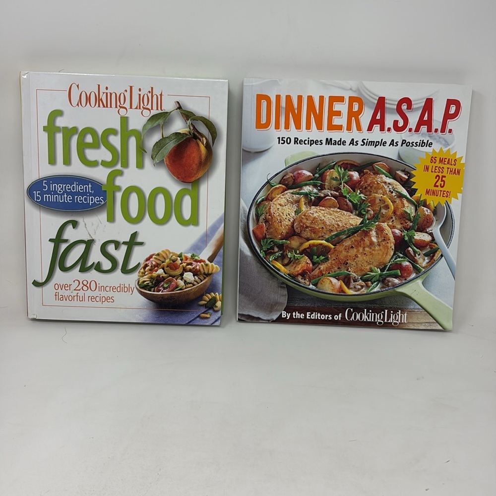COOKING LIGHT 2 Cookbooks Fresh Food Fast (hardcover) and Dinner A.S.A.P (soft)